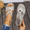Metal Buckle Hemp Rope Fish-mouth Sandals Women's