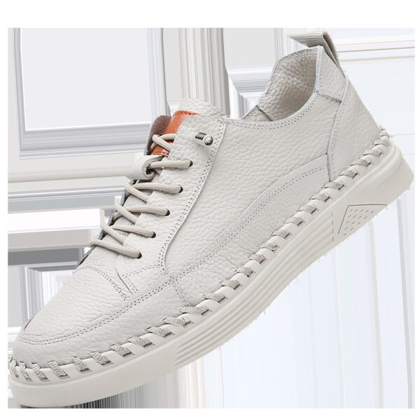 Men's Solid Color Versatile Genuine Leather Casual Sneakers