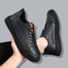 Men's Solid Color Versatile Genuine Leather Casual Sneakers