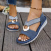 Metal Buckle Hemp Rope Fish-mouth Sandals Women's