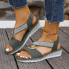 Metal Buckle Hemp Rope Fish-mouth Sandals Women's